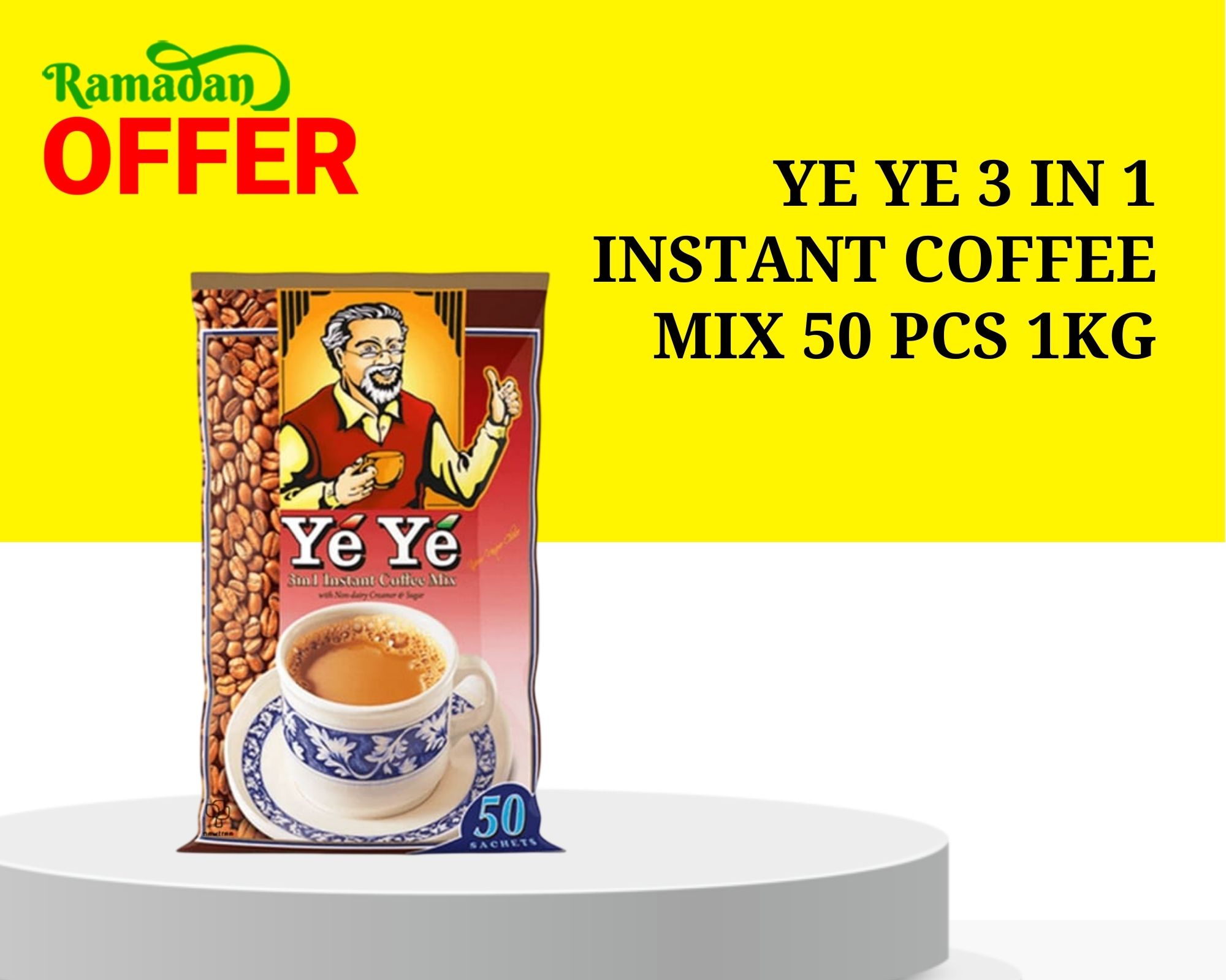 YE YE 3 IN 1 INSTANT COFFEE MIX 50 PCS 1KG