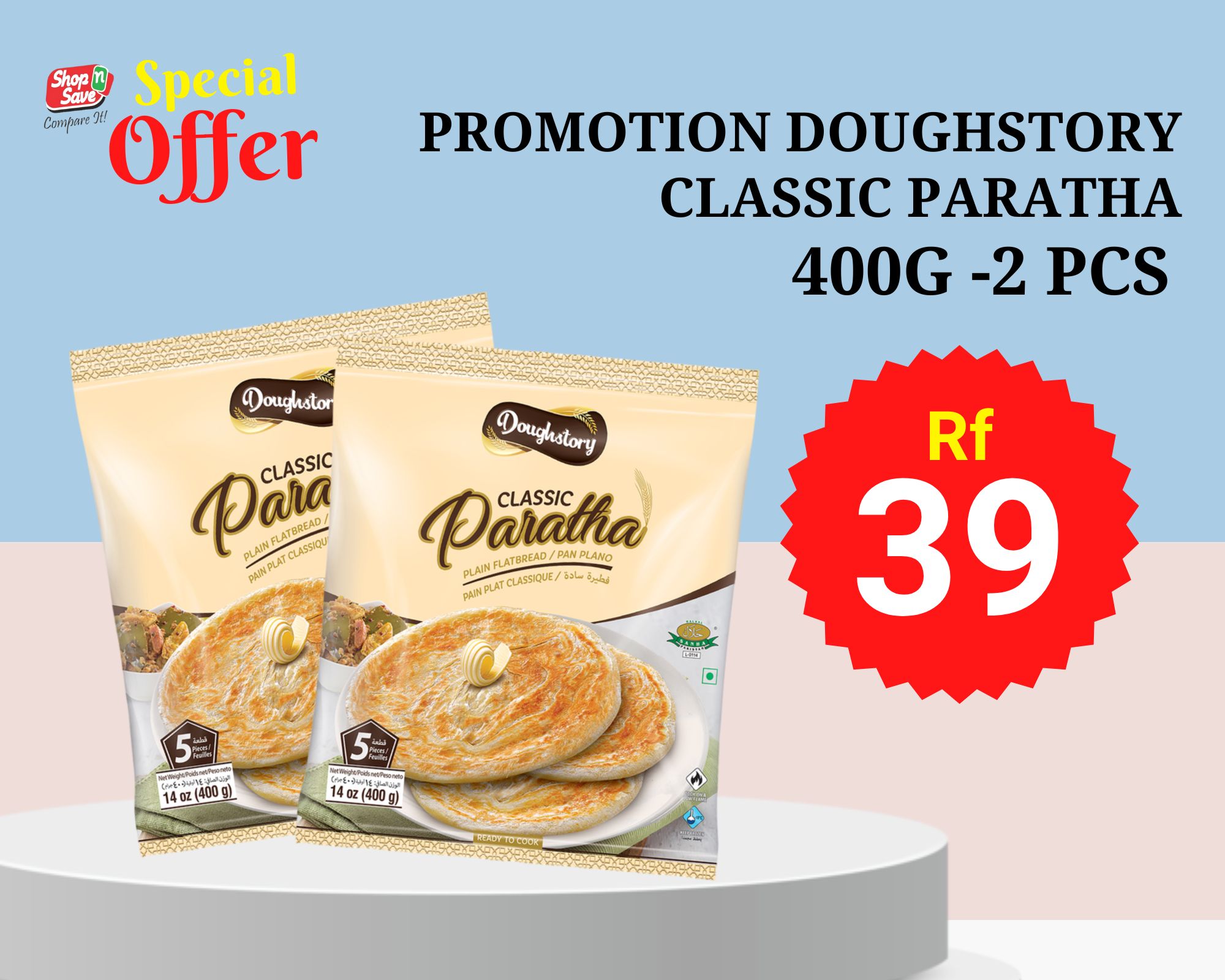 PROMOTION DOUGHSTORY CLASSIC PARATHA 400G 2 PCS